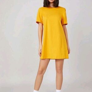SHEIN Mustard Yellow Basics Tee Dress